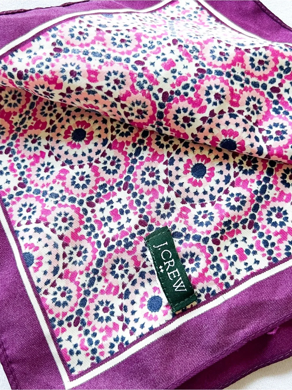 J. Crew Purple and Pink Floral Square Scarf